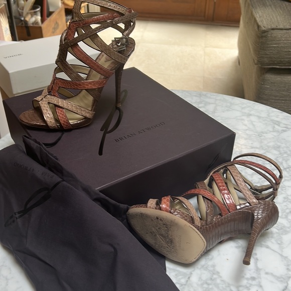 Brian Atwood Natural Python Sandals. 7 - Picture 9 of 9